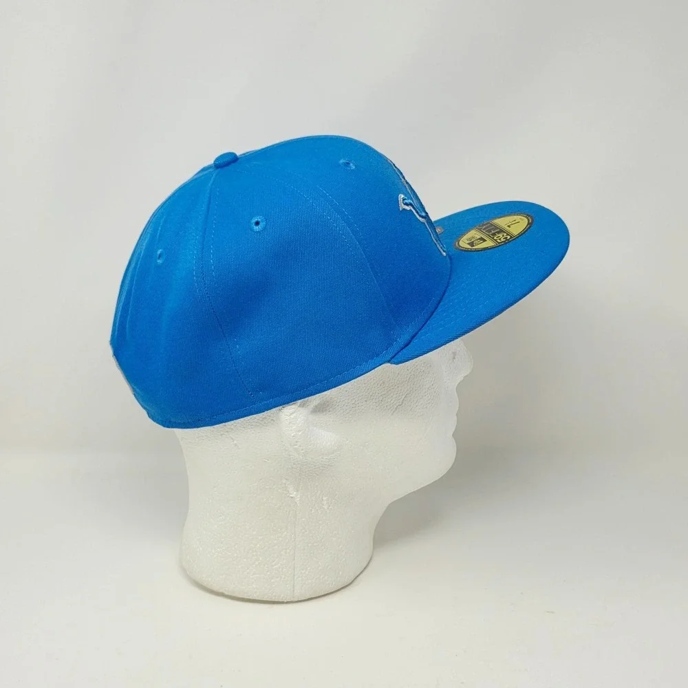 New Era 59FIFTY Detroit Lions Mens Size 7 3/8 Core Classic Logo Blue Hat Cap NFL